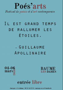 Poés’arts : Festival de poésie et d’art contemporain, Baume-les-dames, 4-6 mars 2016