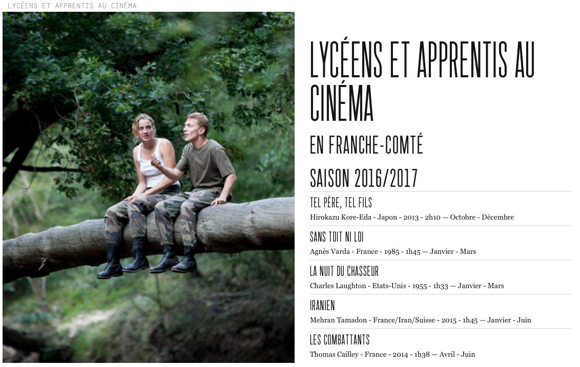 Lycéens et apprentis au cinéma en Franche-Comté 2016-2017