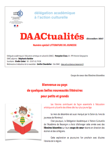 DAACtualités – Découvrez le numéro de décembre consacré à la littérature de jeunesse !