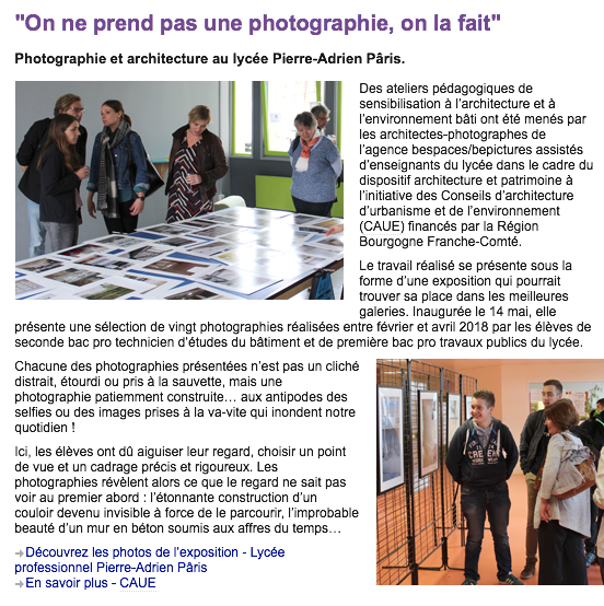 Photographie et architecture au lycée Pierre-Adrien Pâris