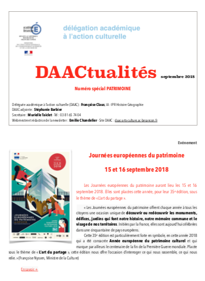 DAACtualités – découvrez le numéro de septembre consacré au patrimoine !