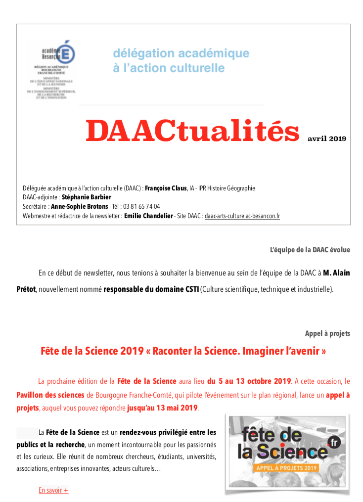 DAACtualités – Découvrez le numéro d’avril 2019