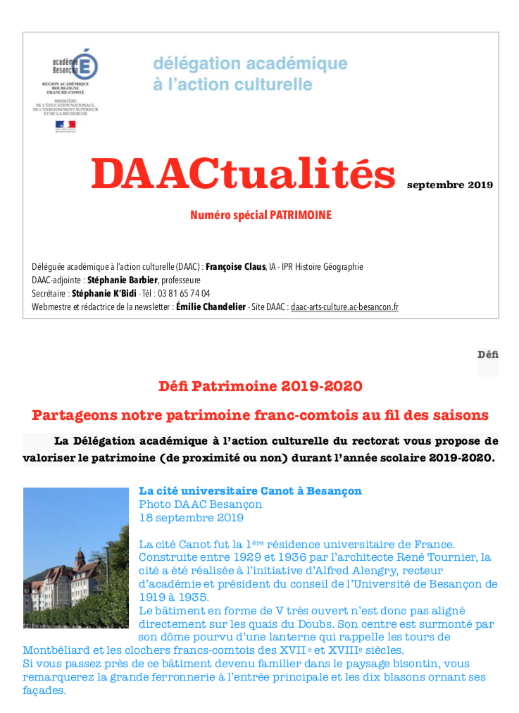 DAACtualités – Découvrez le numéro de septembre consacré au patrimoine