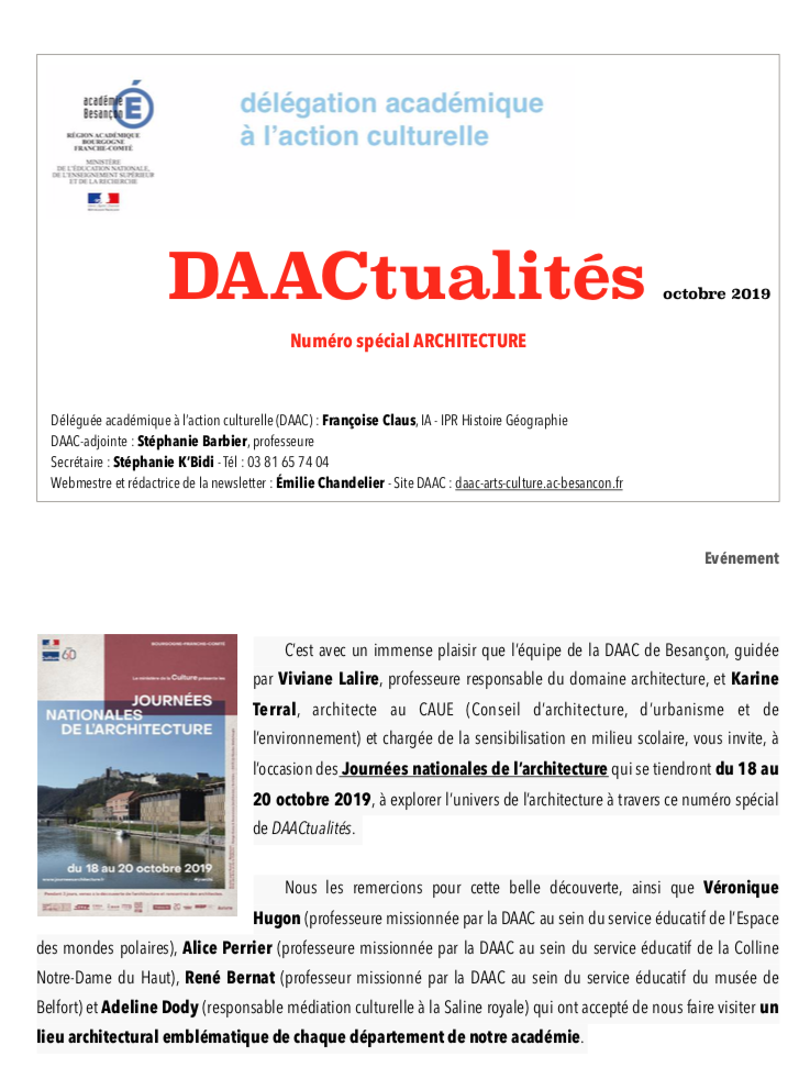 DAACtualités – Découvrez le numéro d’octobre consacré à l’architecture