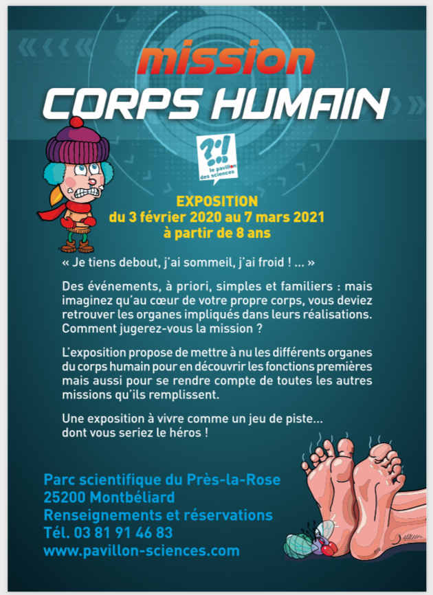 Mission corps humain – Pavillon des sciences – Du 3 février 2020 au 7 mars 2021