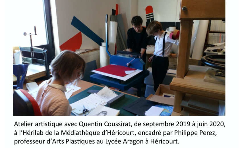 Atelier artistique avec Quentin Coussirat à l’Hérilab de la médiathèque d’Héricourt